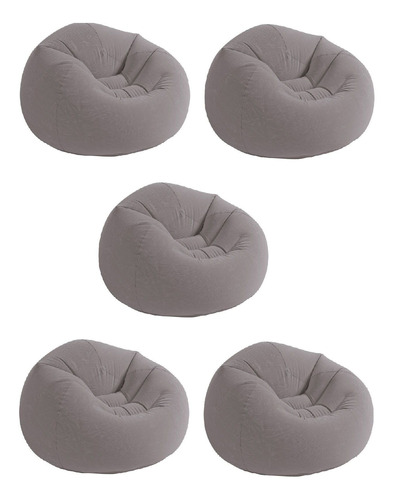 Set De 5 Sillones Inflables Intex Color Gris