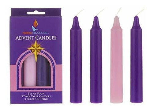 Velas De Adviento 4 Uds, 5 PuLG., Sin Aroma