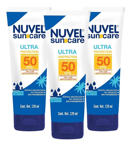 Protector Solar Fps 50 Nuvel Suncare 120 Ml 3 Pack