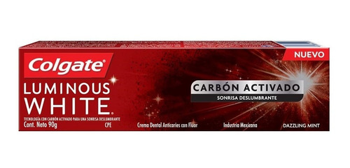 Colgate Pasta Dental Luminous White Carbón Activado 90 Gr.