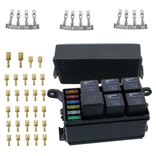 12-slot Fuse Relay Box [6 Relays] [6 Blade Fuses] With ...
