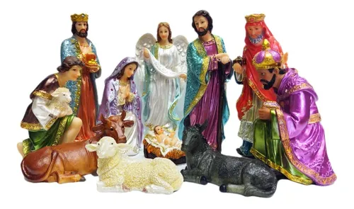 comprar Hermoso Nacimiento Navideño 22cm En Fina Resina 11 Piezas
