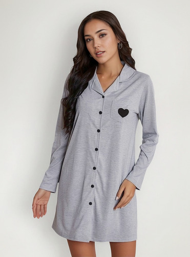 Camisón De Mujer De Manga Larga Con Botones