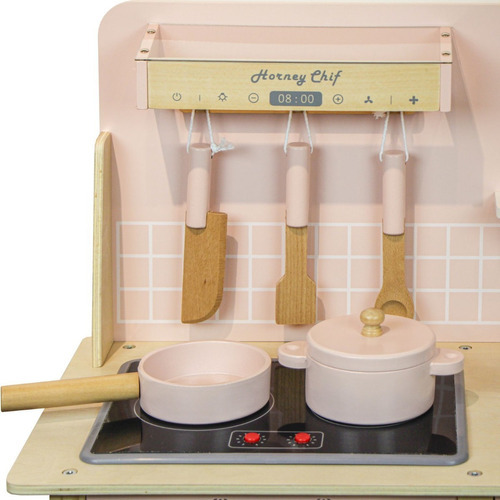 Cozinha Infantil De Madeira Iantil Completa Cor Rosa Modali Baby