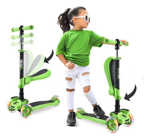 Hurtle Scooter De 3 Ruedas Para Nios, Color Verde