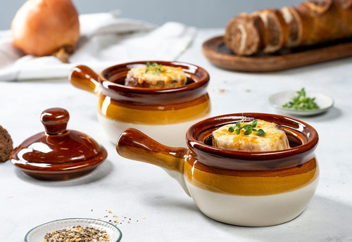 Juego De 4 Cuencos De Sopa Francesa Cerámica Con Asa 443 Ml