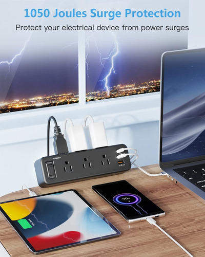 Regleta Multicontacto Para Mesa De Computadora Con 6 Salidas