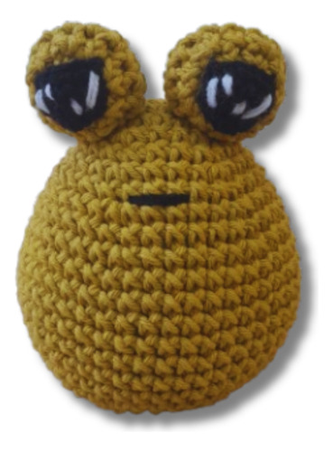 Pou Triste Peluche Amigurumi Alien Emoji Tiktok Crochet 10cm Caqui