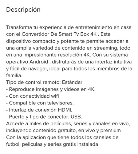 Tv Box Convertidor De Smart Tv, Magis Tv Negro Estándar