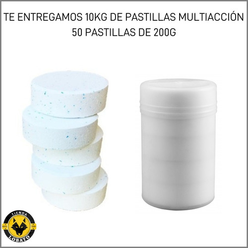 Imagen 2 de 10 de Pastillas Cloro Triple Accion Multiaccion 200gr 10kg Vulcano