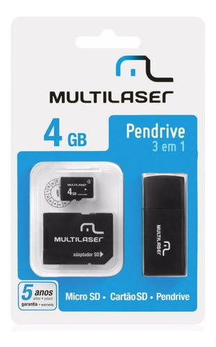 Pen Drive 3x1 Adaptador Sd + Cartão De Memória 4gb