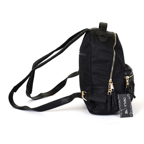Imagen 2 de 6 de Mochila Las Oreiro Original Mujer Tachas Urbana Negra