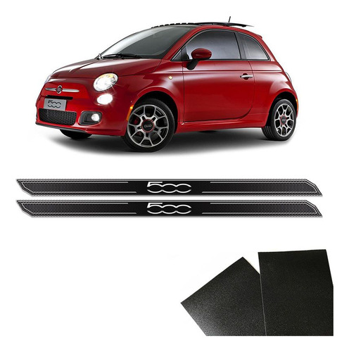 Kit Soleira Diamante Fiat 500 2010/17 Com Protetor De Porta