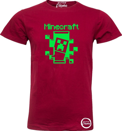 Polera De Hombre Manga Corta Minecraft Creeper