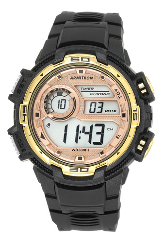 Reloj Digital Para Hombre 40/bkgd, Color Dorado, Con Cronó.