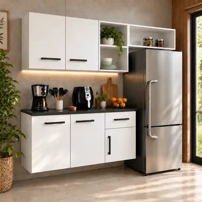 Armário De Cozinha Completa 5 Portas 1 Gaveta Nichos