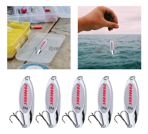 5 Uds Cucharas De Pesca Señuelos Cucharas De Plata 35g