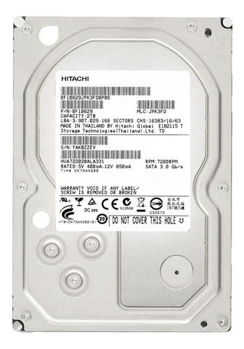 Disco duro interno Hitachi Ultrastar HUA722020ALA331 2TB plata