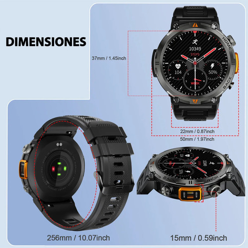 Reloj Inteligente Táctico Eigiis Ke3 Con Linterna Dual