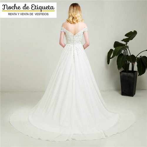 Imagen 2 de 4 de Vestido De Novia Nuevo Corte Recto Manga En Hombro