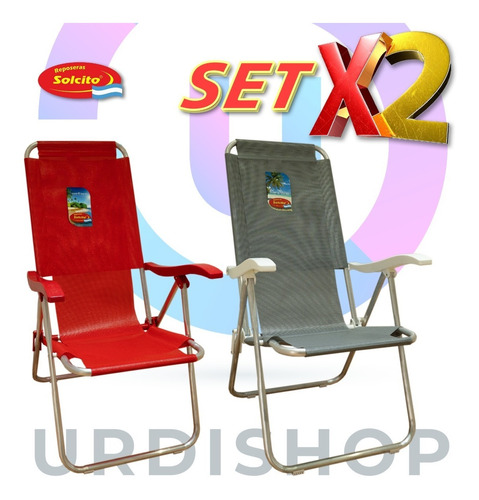 Set X 2 U Reposeras 6 Posiciones, Aluminio 7/8    Solcito  