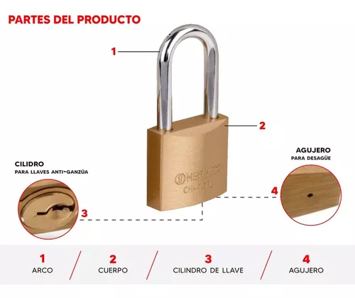 Candado De Latón 40mm De Combinación Hermex