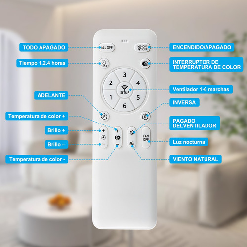 Llinpi® Ventilador De Techo Con Luces Led 3 Aspas