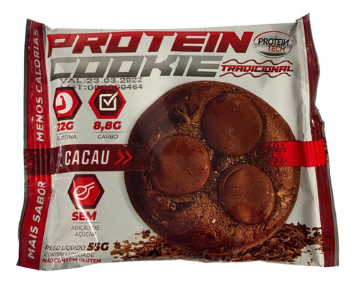 10x Cookie Proteico Proteintech Low Carb Sabor Cacau