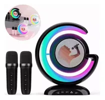 Comprar Parlante Negro Bluetooth Portatil Led Rgb Karaoke 2 Microfonos Veoquiero
