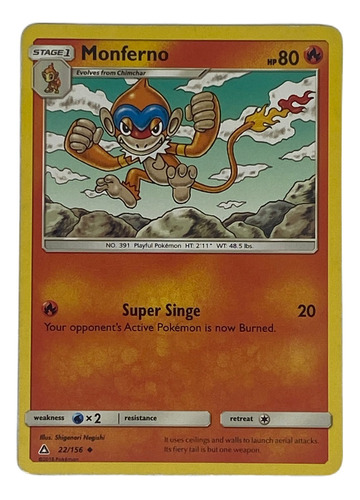 Monferno Carta Pokémon Original Tcg Inglés 22/156