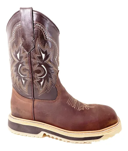 Bota Vaquera Hombre De Piel Crazy Rodeo Casquillo Trabajo Cuotas