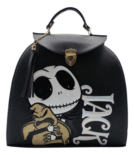 Bolsa Mochila Jack Y Oogie Boogie 2 En 1 Jack Skellington Negro Lisa Oro Negro