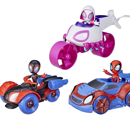 Spidey And His Amazing Friends Set 3 Bólidos Transformables