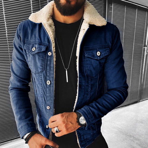 Chamarra De Mezclilla Para Hombre Con Bolsillos Denim