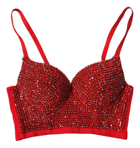 Bustier Corset Bralette  Push Up Crop Top Rojo