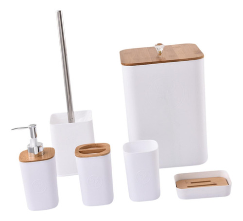 6 Piezas De Accesorios De Baño Set De Cepillo De Cuadrado