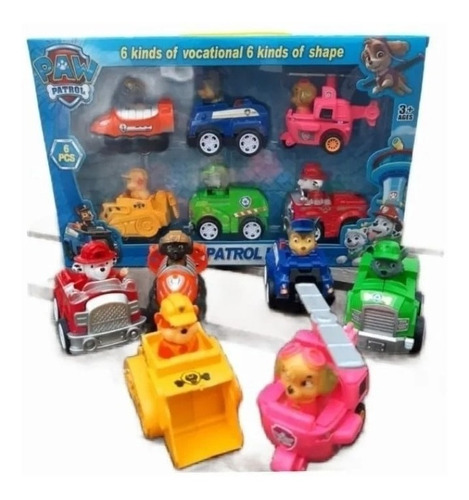 Paw Patrol Patrulla Canina Vehículos Friccion Muñecos Set X6