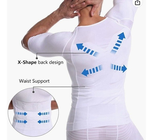Imagen 5 de 9 de Camiseta Fuerte Compresión Pecho Abdomen Con Manga Srápido