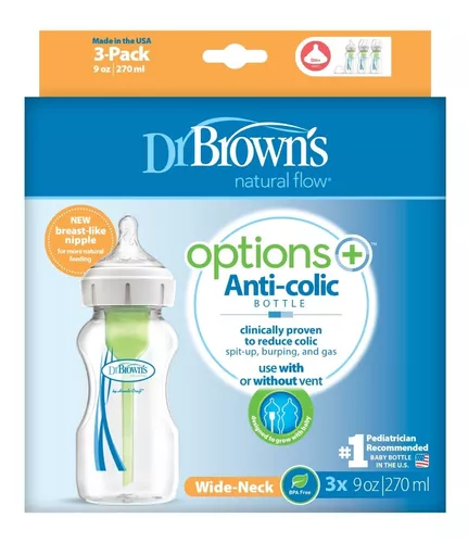 Biberones Dr Browns Options Ancho 3 Piezas 270ml/9oz 0m+ Color Transparente