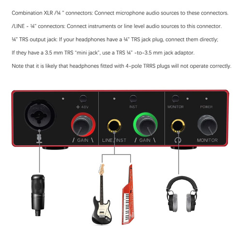 Interfaz De Audio Usb Con Pre Xlr De Micrófono, Interfaz De