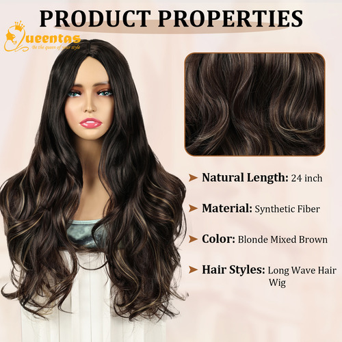 Peluca De Pelo Largo Y Rizado Negro Mixto Marrón Natural Par Tamaño De La Base M