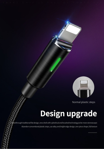 Cable Usb A Lightning Inteligente Con Luz Led Uso Rudo 1.2m