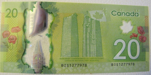 Billete Canada 20 Dolares Reina Isabel Ii Inglaterra @