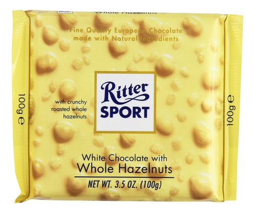 Ritter Sport Chocolate Blanco Con Avellanas Enteras, 3.5 Onz