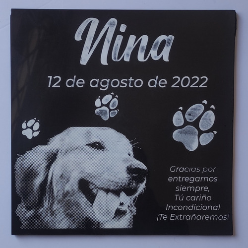 Grabado Laser Lápidas Placas Mármol Porcelanato Mascotas