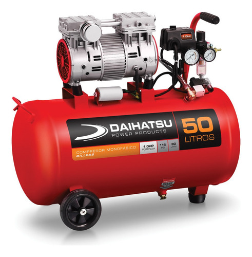 Compresor de aire eléctrico portátil Daihatsu CO1050 monofásico 50L 1hp 220V 50Hz rojo