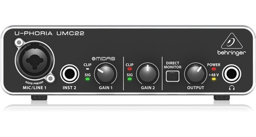 Behringer Umc22 Interfaz Audio 2 In/ 2 Out 1 Mic Preamp 