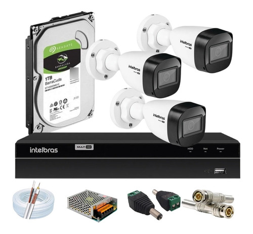 Kit Intelbras 3 Cam Vhd 1130b G7 2.8mm Dvr Mhdx 1204 C/1tb