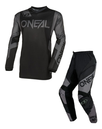 Traje Oneal Element Racewear Motocross Enduro Negro/gris