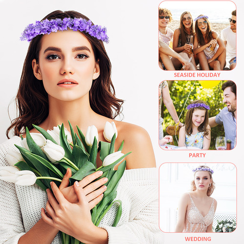 Diadema Con Forma De Corona De Flores Para Mujer, Color Lava